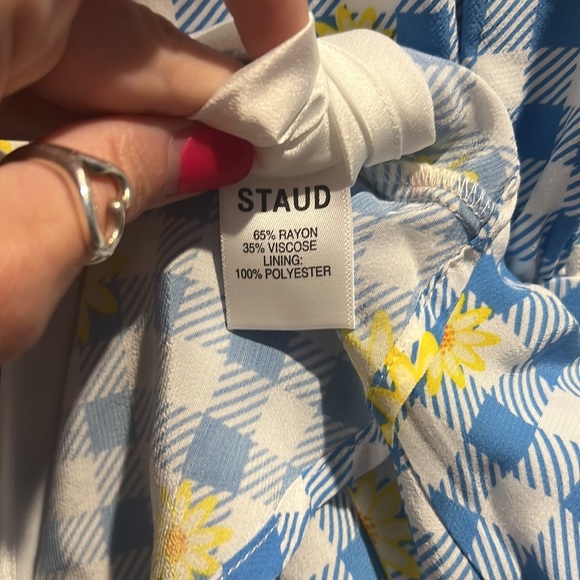 NWT Staud Milla Dress Gingham Daisy Multi - Picture 8 of 8